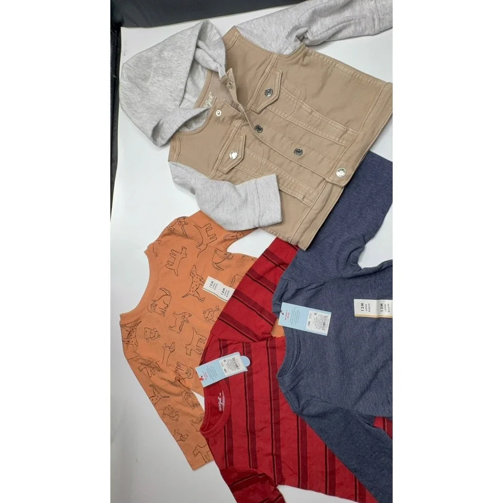 NEW four piece boys size 18 months Cat & Jack long sleeve shirts & jacket bundle